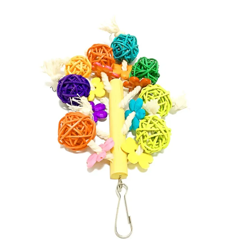 Parrot Toy Colurful Rattan Ball Chewing Hanging Bird Toy Parrot Nest For A Wide Variety Of Large and Small Parrots and Birds