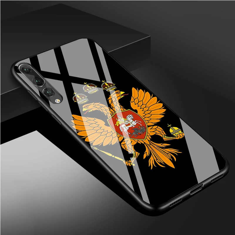 Russia Russian Flags Emblem Tempered Glass Phone Case For Huawei P20 P30 P40 P40 Lite Pro Psmart Mate 20 30 Cover Shell huawei silicone case Cases For Huawei