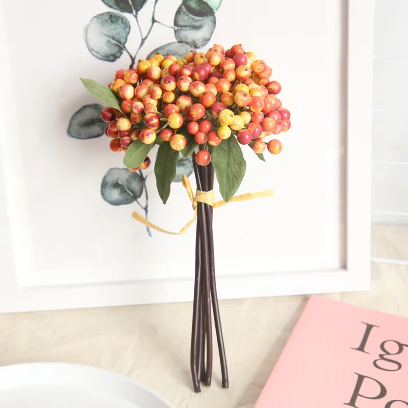 5pcs/lot Christmas Berry Red Beans For Home Party Decoration New Year Wedding Artificial Flower Foam Fake Plant Bouquet | Дом и сад