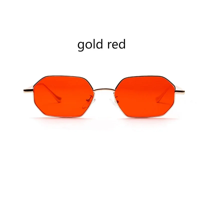 81304 GOLD RED CQMAX маленькие прямоугольные солнцезащитные очки для мужчин металлическая оправа Классическая мода квадратная металлическая рама очки унисекс uv400 - Цвет линз: 81304 GOLD RED