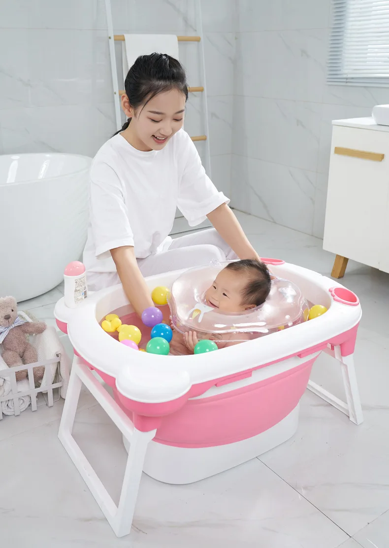 Детский душ портативные силиконовые детские аксессуары для ванны Детские Складные противоскользящие Ванна Плавательный Бассейн предметы для новорожденных