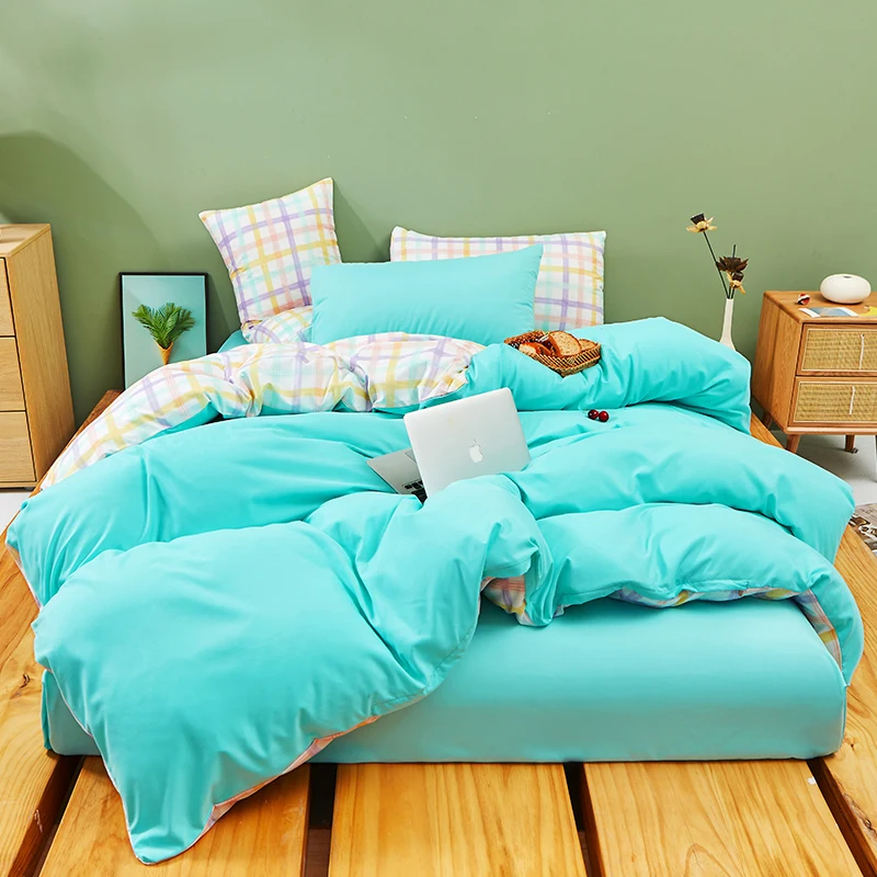 Kawaii Rainbow Bedding Set Fashion Matching Soft Warm Comfort A/B Brushed Fabric Bed sheet Duvet Cover Home King Queen Size 4pcs 