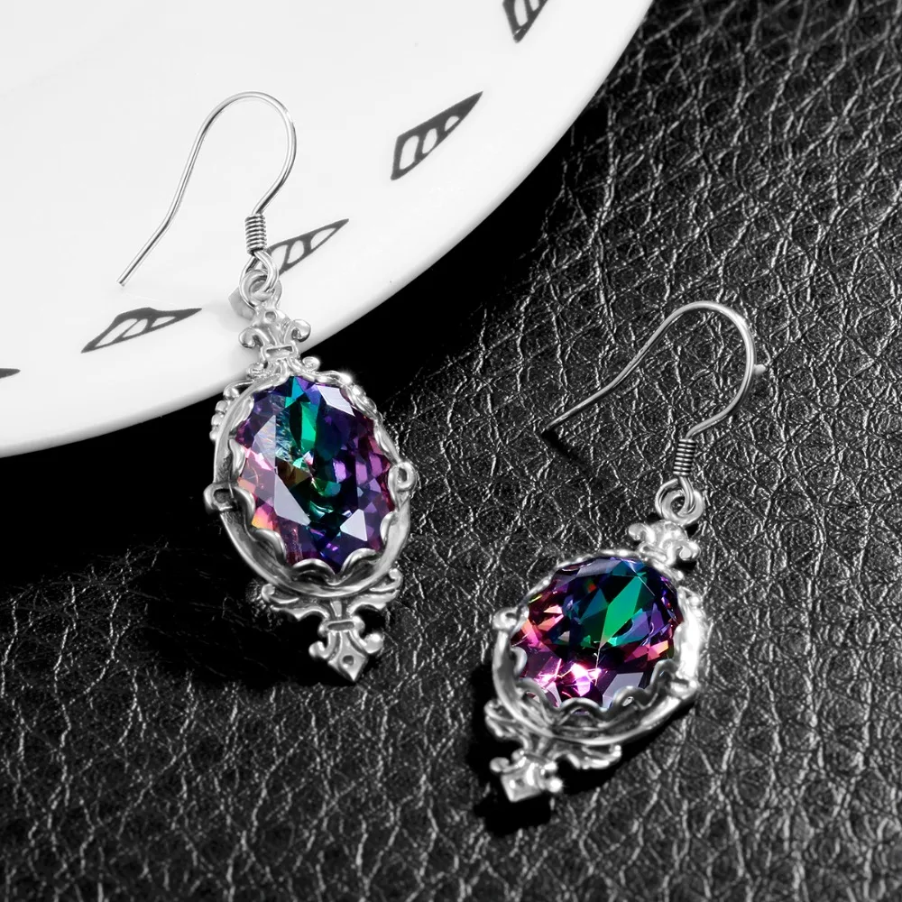 Серьги подвески Raibow с драгоценным камнем для женщин винтажные резные богемные