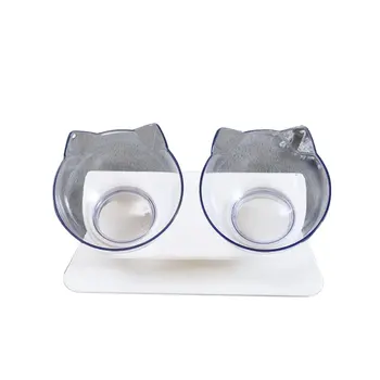 

Transparent Cat Bowls With Stand Pet Feeder Double Food Diner Bowl Set Perfect For Cats And Ultra Small Dog