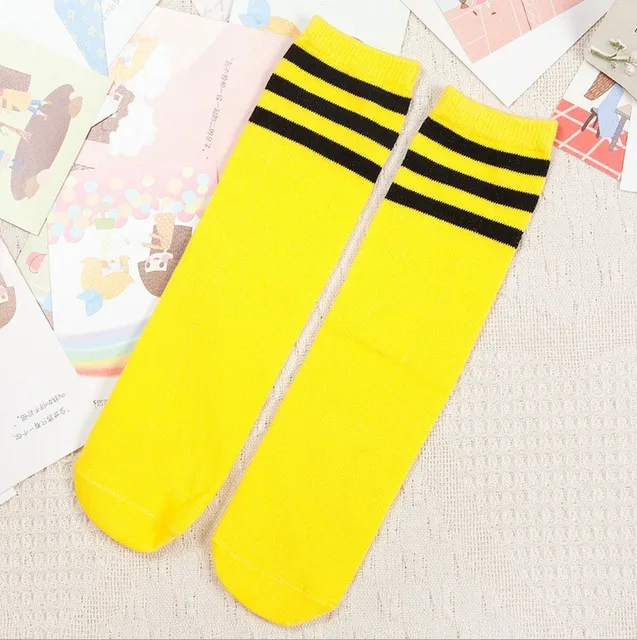 Kids Knee High Socks Girls Boys Football Stripes Cotton Sports School White Socks Skate Children Baby Long Tube Leg Warm 08