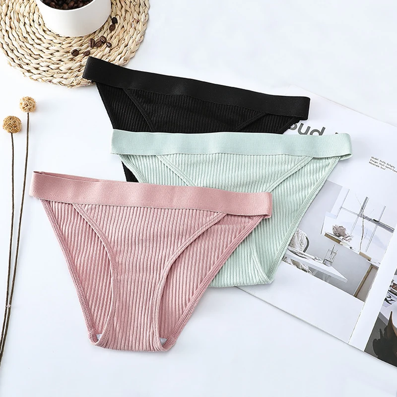 3pcs Cotton Panties Underwear For Women Sports Striped Briefs For Ladies Female Lingerie Woman Intimates Cotton Panties BANNIROU 3pcs lot popular panties women combed cotton solid safety underwear nice belt girl casual briefs sexy lingerie female underpants