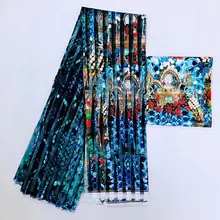 Высокое качество 2+ 4 ярдов органза африканская шелковая ткань Горячая восковой печати органзы с 2 ярдов шелковая блузка соответствующий Шелковый воск дизайн