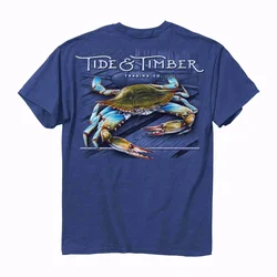 Unique Fisherman Angler Seafood Gourmet Blue Claw Crab T-Shirt. Summer Cotton O-Neck Short Sleeve Mens T Shirt New S-3XL