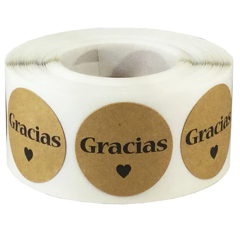  Merci French Gracias Spanish Thank You Stickers 1 Inch Round for Thank You Card Wedding Invitation  - 4.00012E+12