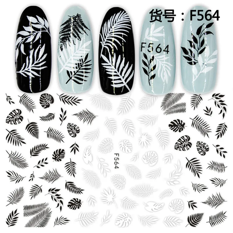 1 Sheet Nail Art Sticker Black Lace Flower Plant Butterfly Decal Slider Wraps Paper Foil Tip Tattoo Nail Fashion Decals F564