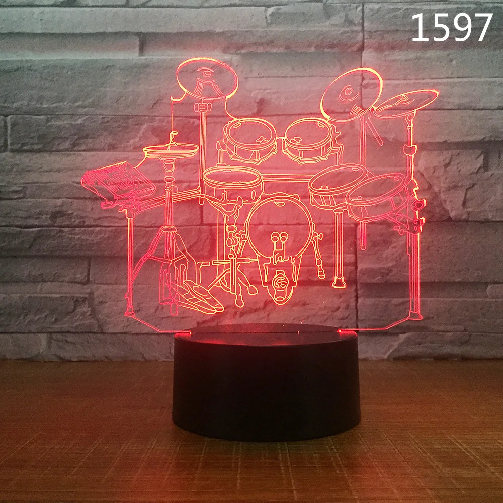 

Musical Guitar Drum Set Saxophone Music Notes 3D Night Lamp 7/16 Colors Remote Kids Friends Gift Toys Fashion Decor Dropshipping