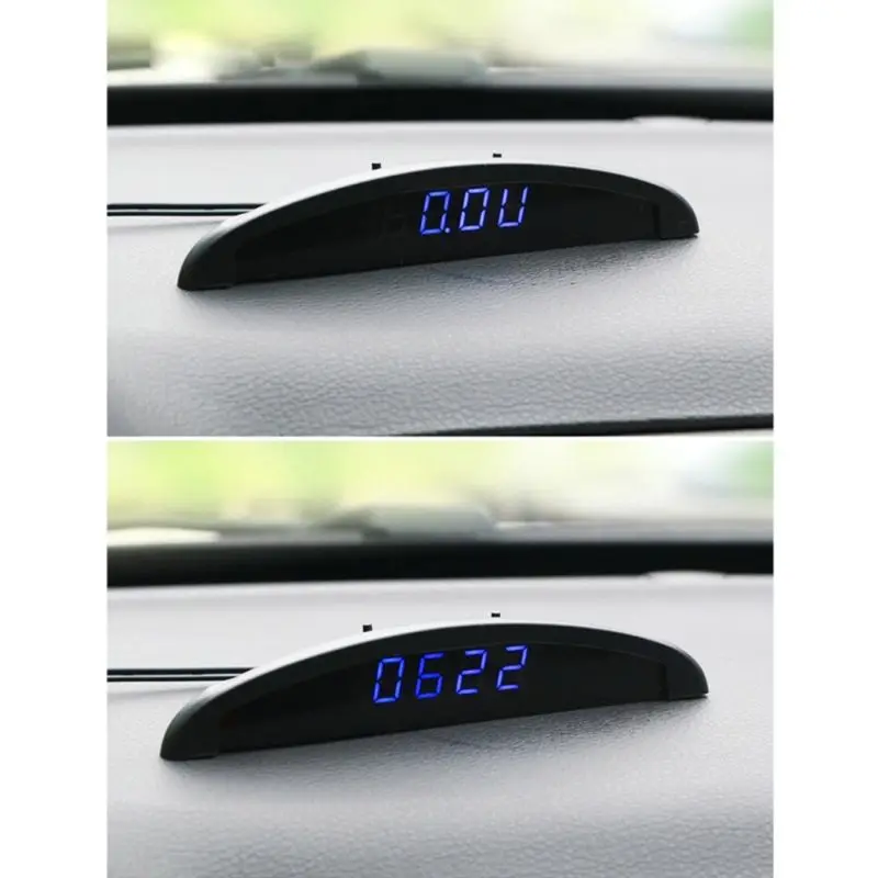 Цифровой Автомобильный термометр, светящийся светодиодный, цифровые часы, часы для автомобиля, отображение времени