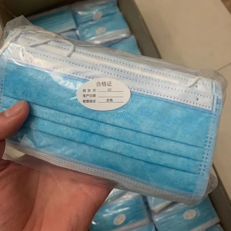 

50pcs 3-layer blue activated bamboo charcoal masks Disposable Mask to prevent formaldehyde odor and bacteria