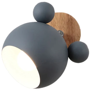 

Hot XD-LED Wall Lamp E27 Macaron Background Wall Lights Children Reading Bedside Fixture Home Bedroom Wood Sconces Gray