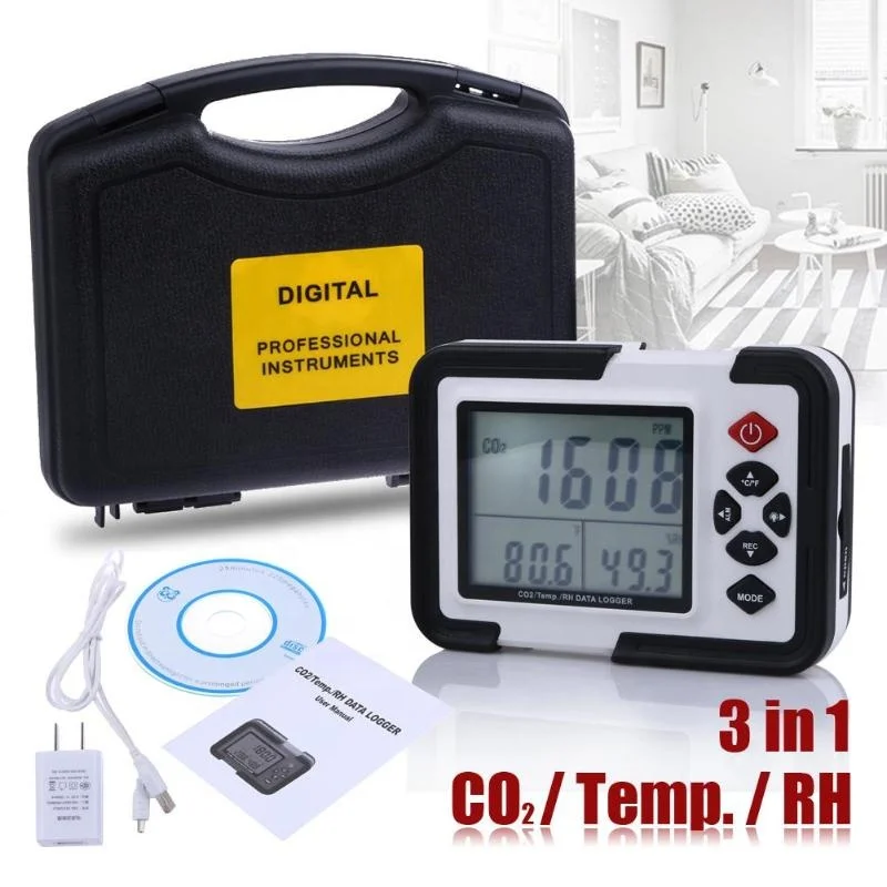 Tool Parts Portable Digital CO2 Meter CO2 Monitor Detector HT 2000 Gas