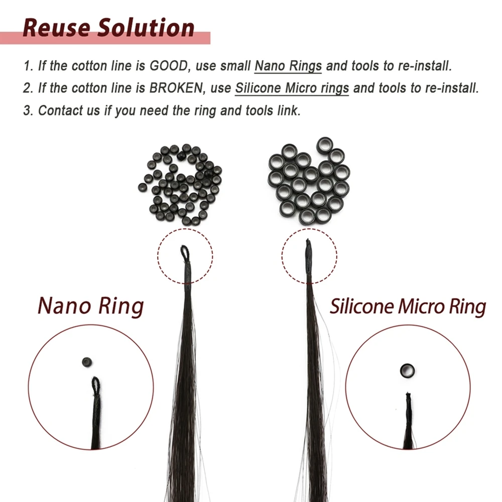 Human Hair Extensions 8D Human Hair Extensions 12" 16" 20" Nano Ring Link Extensions 0.6g/s Machine Remy Human Microlink Beads Hair