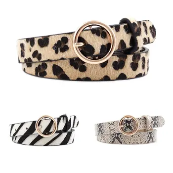 

Fashion Leopard Snake Zebra Print Waistband Women Thin Waist Belt PU Leather Gold Ring Buckle Belts For Ladies Accessories