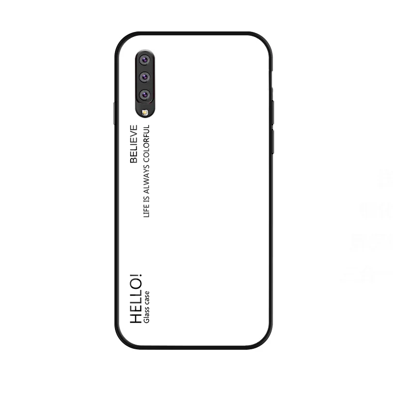 Белый Градиентный Сменный стеклянный чехол для телефона samsung Galaxy A50 A505FN силиконовый защитный бампер для samsung A50S A30S чехол для телефона - Цвет: Белый