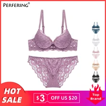 Perfering комплект нижнего белья пуш-ап супер собрать модные черные сексуальные бюстгальтеры кружевной бюстгальтер bragas хлопок толстый DeepV женское нижнее белье