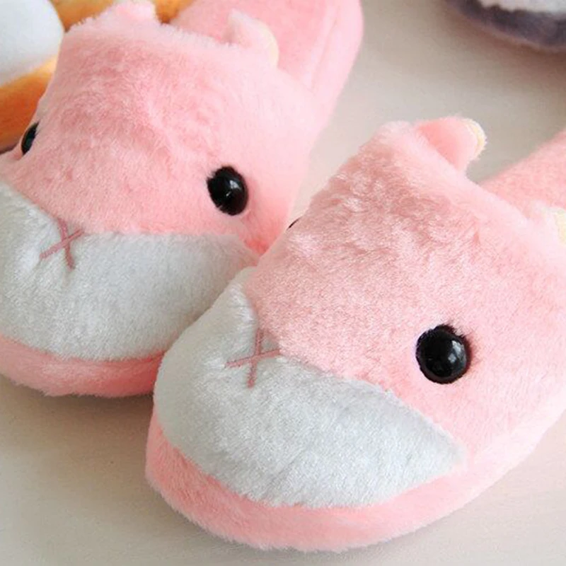 Hamsters Plush Slippers Cuddly Cartoon Animals Mouse Pink Brown Grey Indoor Floor Bath Shoes Women Men Couple Lovers Gift