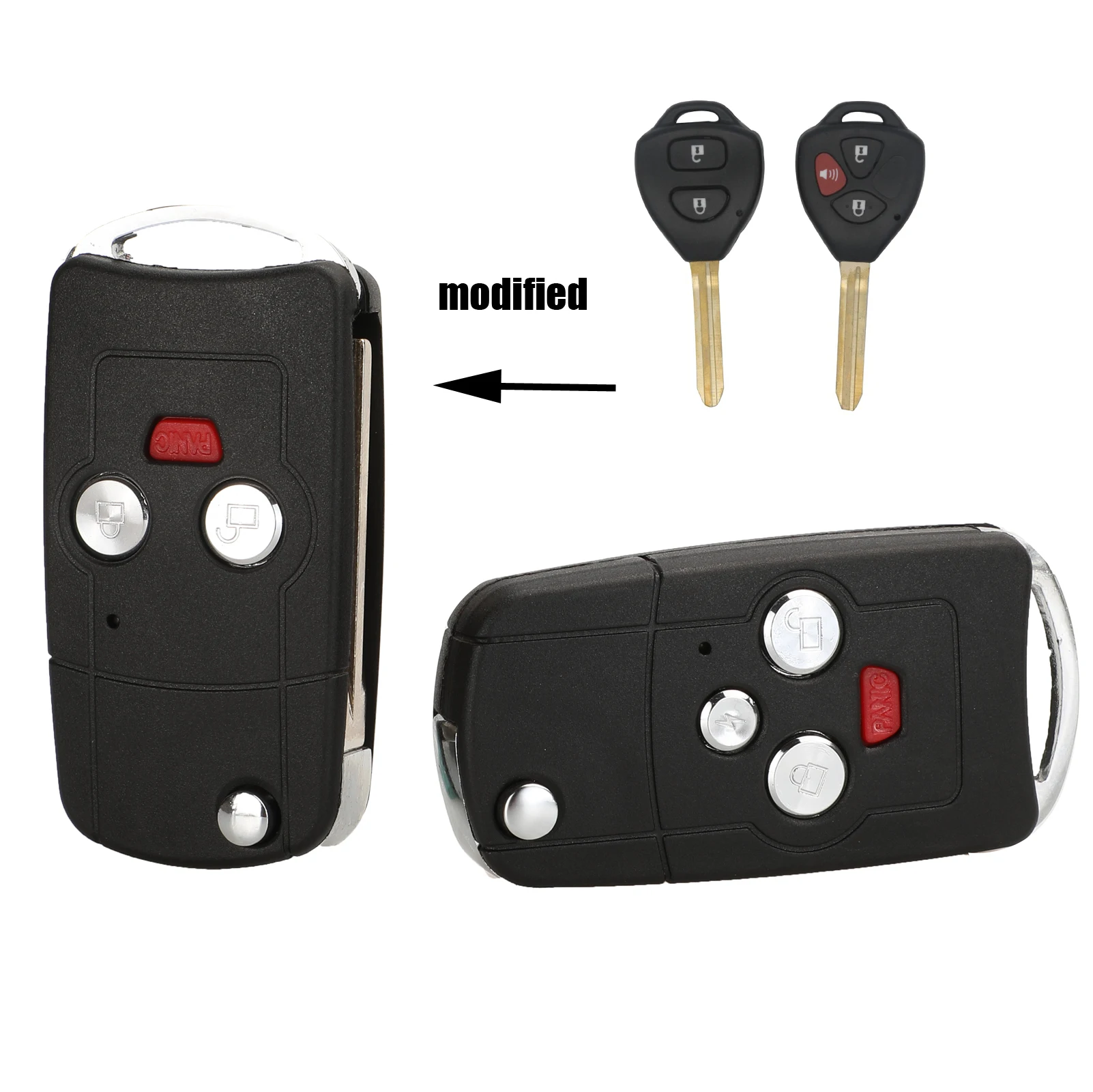

jingyuqin 2/3 B Remote Black Flip Folding Car Key Shell Styling Cover Case For Toyota Scion Without Battery