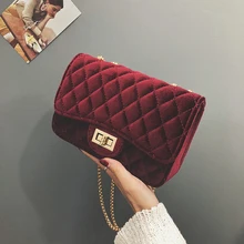 Роскошная модная простая маленькая квадратная сумка женская дизайнерская сумочка клатч Высококачественная бархатная ткань женская сумка через плечо