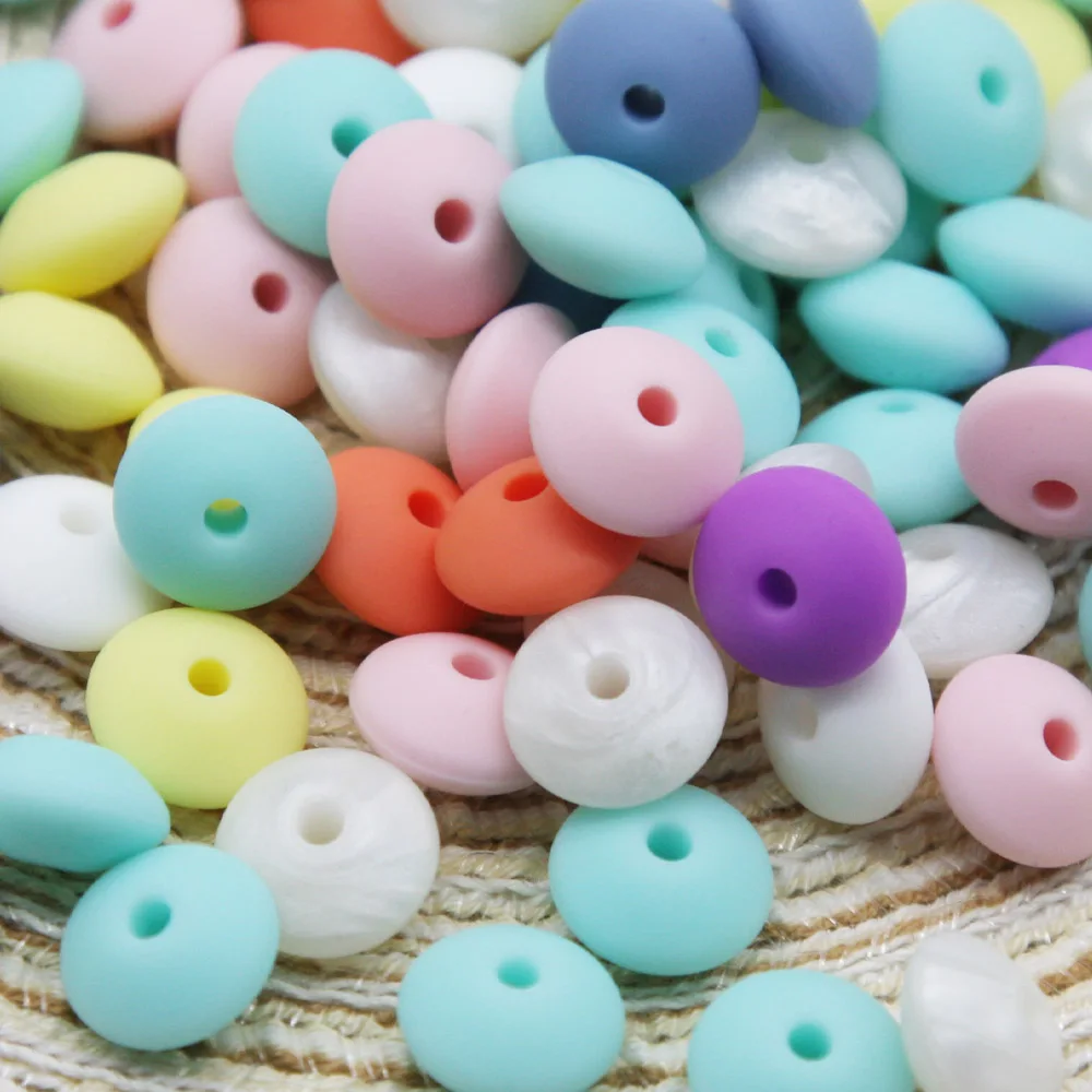 Cute-idea Baby Silicone Lentils Beads 100Pcs Baby Abacus Lentils teething beads infant Pacifier Chain Care toys Accessories gift 6