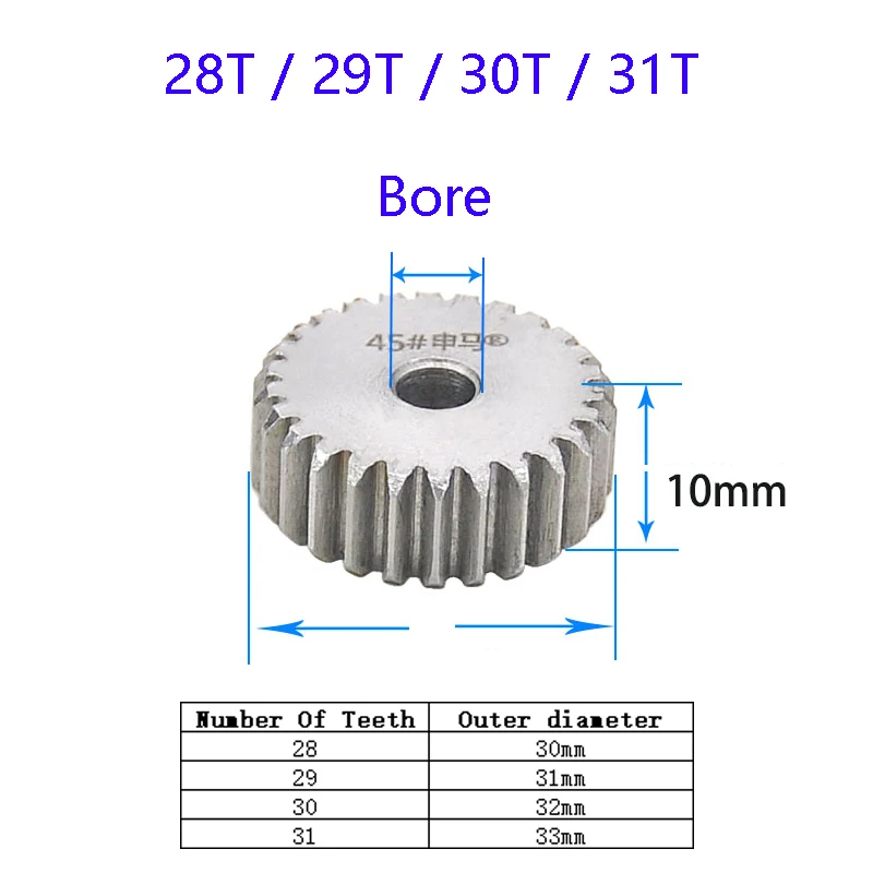 Description Picture 5 of item1Pcs 1 Mod Spur Gear 71-85 Tooth Metal Mechanical Transmission Pinion Gear 45# Carbon Steel Thick 10mm