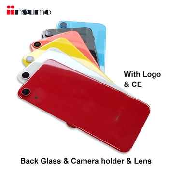 10 個バックカバーガラスとカメラホルダーとレンズ iphone XR 6 色修理リアハウジングフレームガラス交換