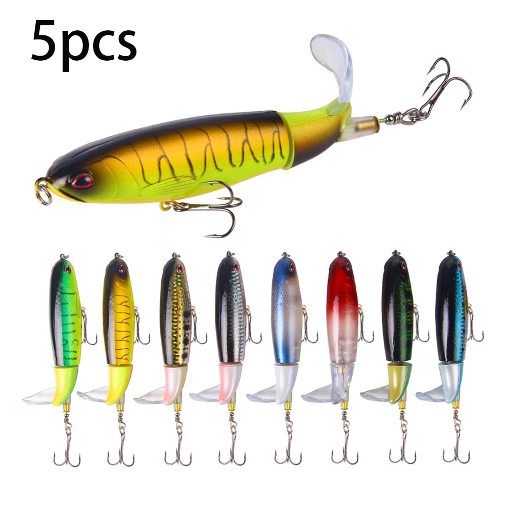 

5Pcs Fishing Lures - 3D Lifelike Eyes, Hook Safety Caps - Wobbler Fishing Lures, Hard Lures