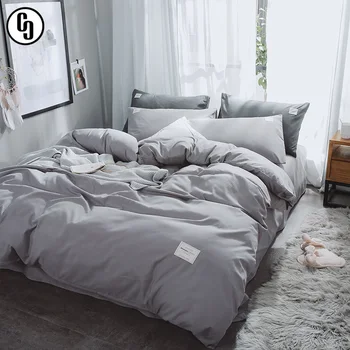 

GXC Luxury Gray Bedding Set Soft Printed Duvet Cover Set Flat Sheet Single Double Queen King Bed Linen Set Quilt Cover 4PCS