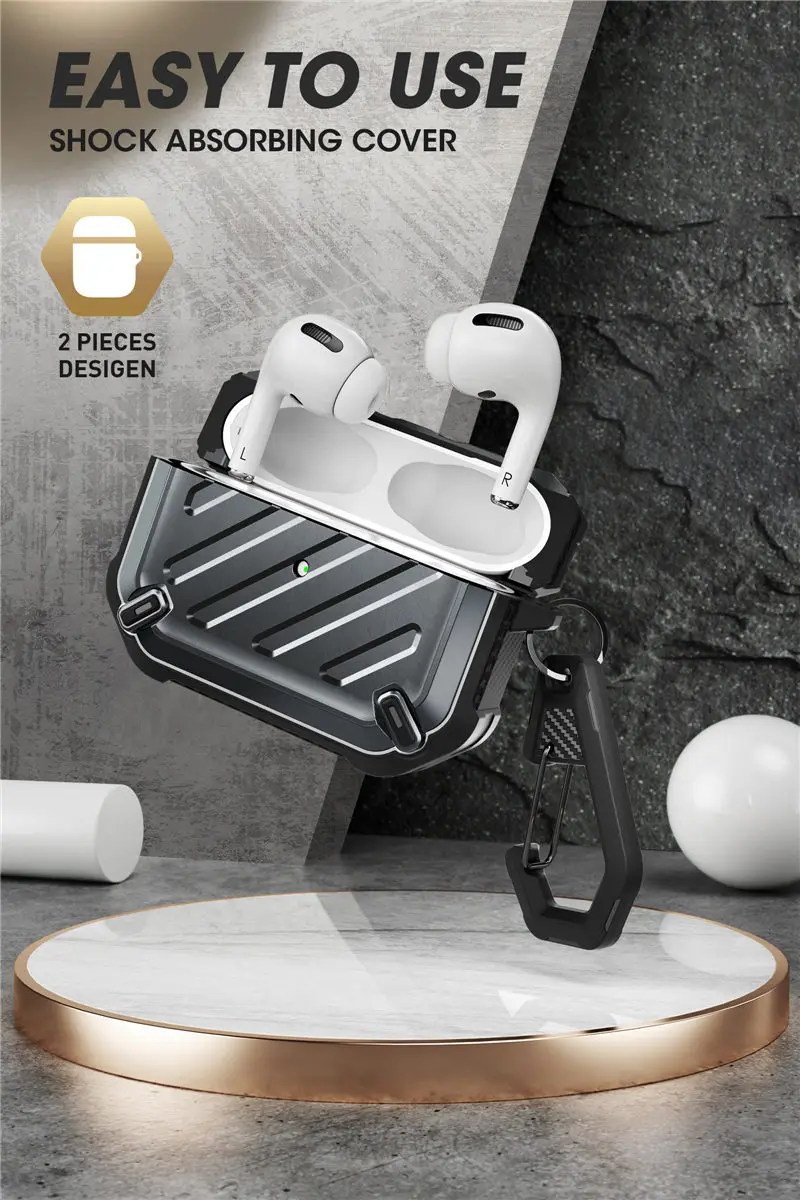 supcase ub pro projetado para airpods pro case capa protetora robusta de corpo inteiro com mosquetão para apple airpods pro