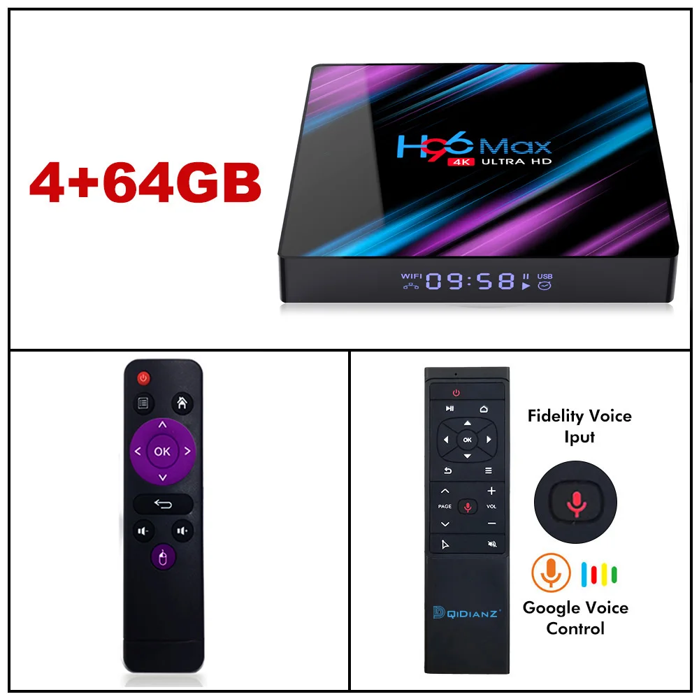 ТВ приставка H96MAX Android 9,0 Смарт ТВ приставка Rockchip RK3318 4GB+ 32GB H.265 4K медиа-проигрыватель Google H96 MAX телеприставка PK X96 hk1 max - Цвет: H96MAX-4-64-MT12