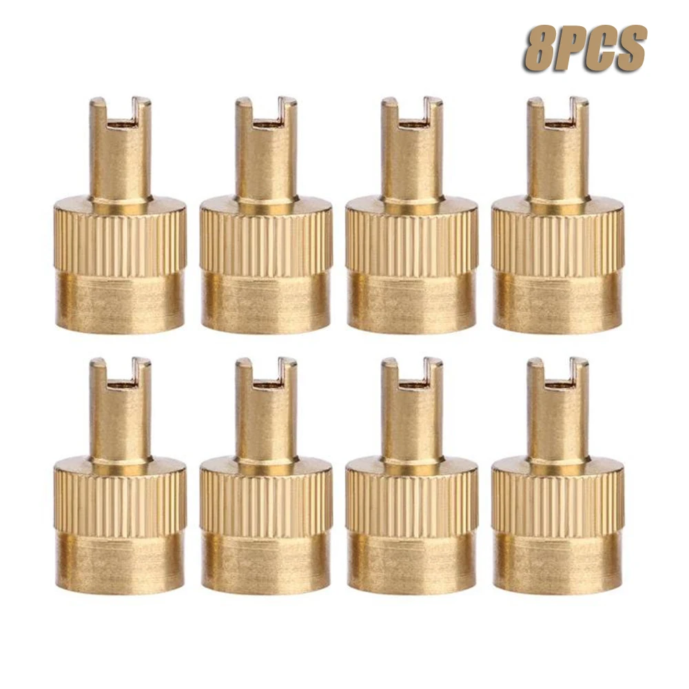 

8Pcs/Lot Copper Slotted Head Car Motorcycle Tire Valve Stem Caps With Valve Core Remover Tool Metal Tyre Wheel Parts Accessories