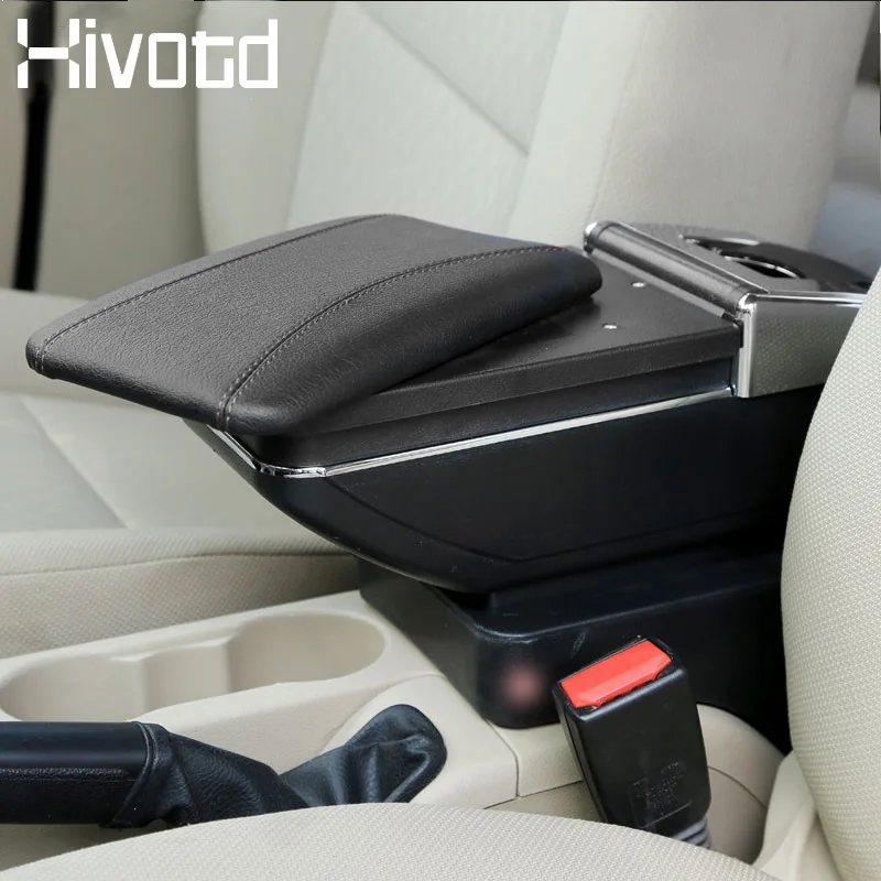 Hivotd для Perodua Aruz Rush, автомобильный подлокотник, коробка для хранения, с подстаканником, пепельница, интерфейс США, аксессуары-20 - Название цвета: Ordinary black line