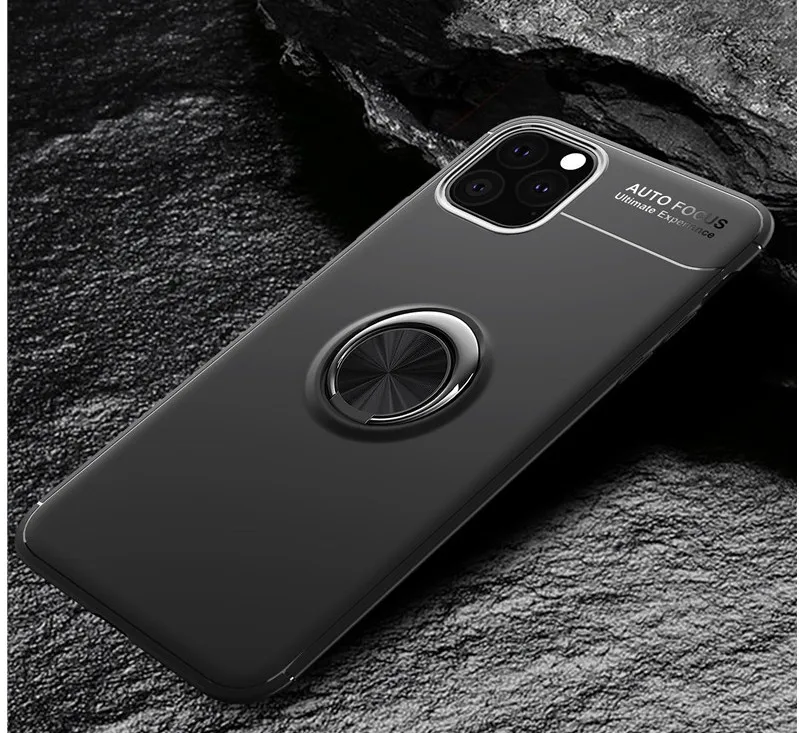 Черный Для iphone 11/11 pro/pro max защитный корпус для телефона чехол Невидимый кронштейн с автомобильным магнитным покрытием все включено - Цвет: Черный