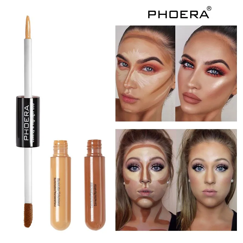 

3D Bronzer Highlighter Stick Face Makeup Double End Concealer Pen Foundation Stick Cream Texture Contour Pencil Face Highlighter