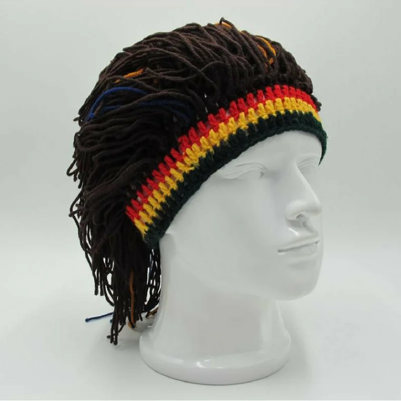Регае дреды шапочки горячие Skullies унисекс ямайская вязаная шапка парик косичка