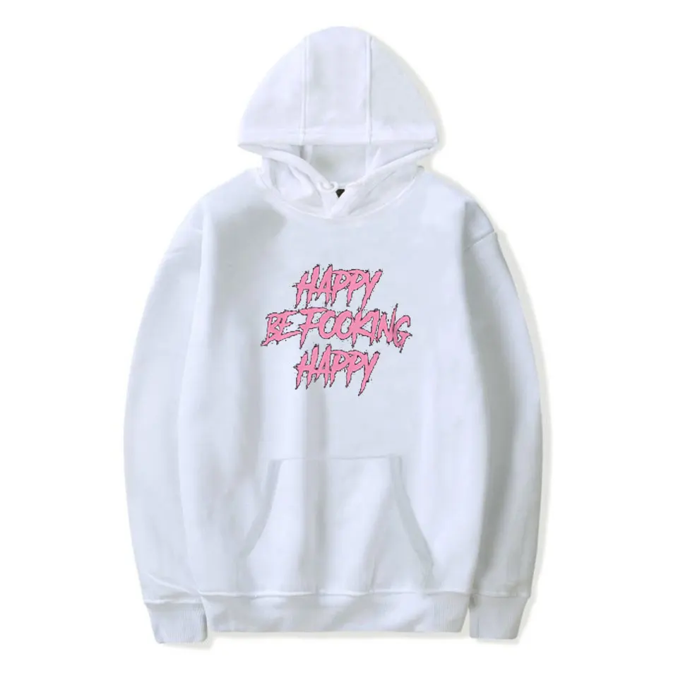 Хип-хоп yungblud be fooking happy print толстовки для мужчин/женщин новая толстовка с капюшоном Женская/Мужская одежда Повседневная Толстовка с капюшоном - Цвет: white
