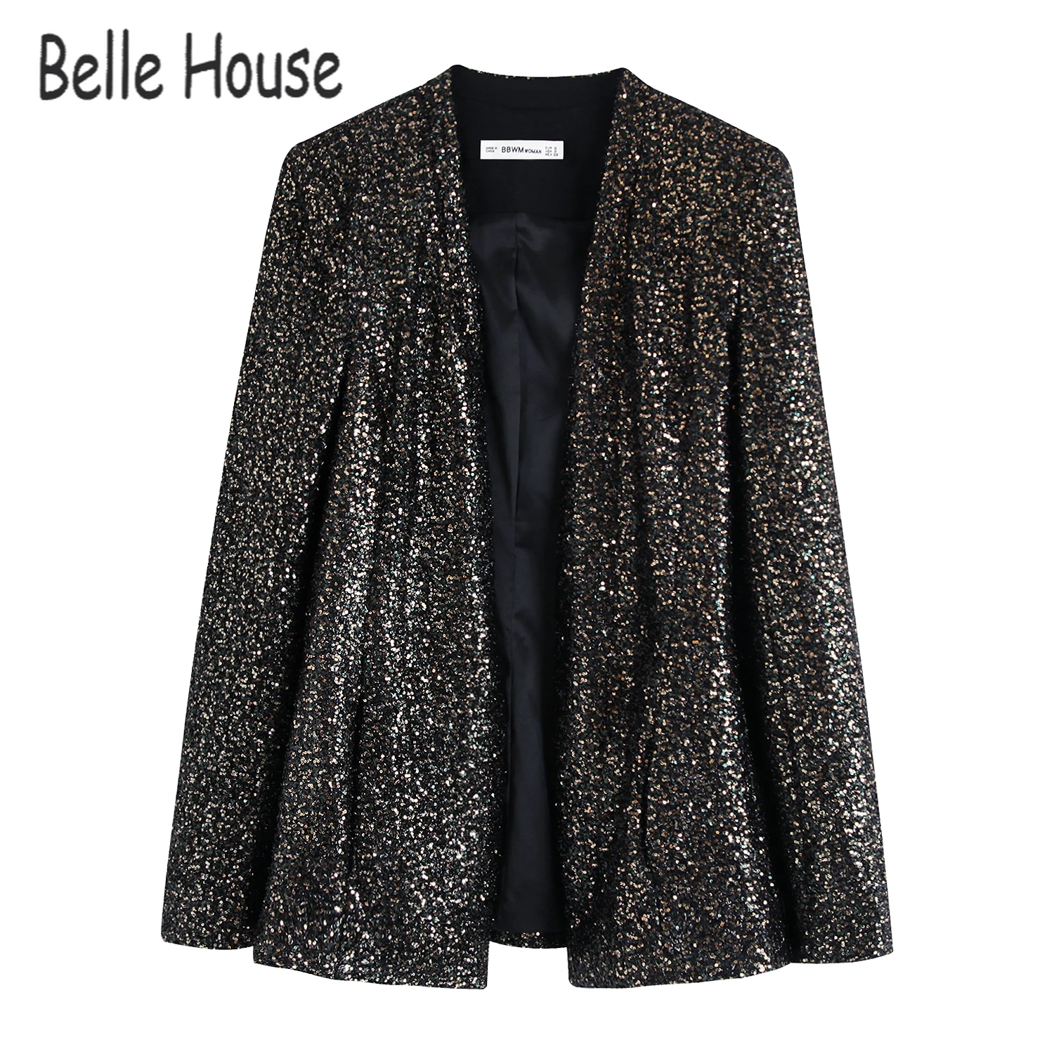 Chaqueta de lentejuelas con botonadura oculta para mujer, traje de moda de manga larga, prendas de vestir informales, Top para Club, ZL008