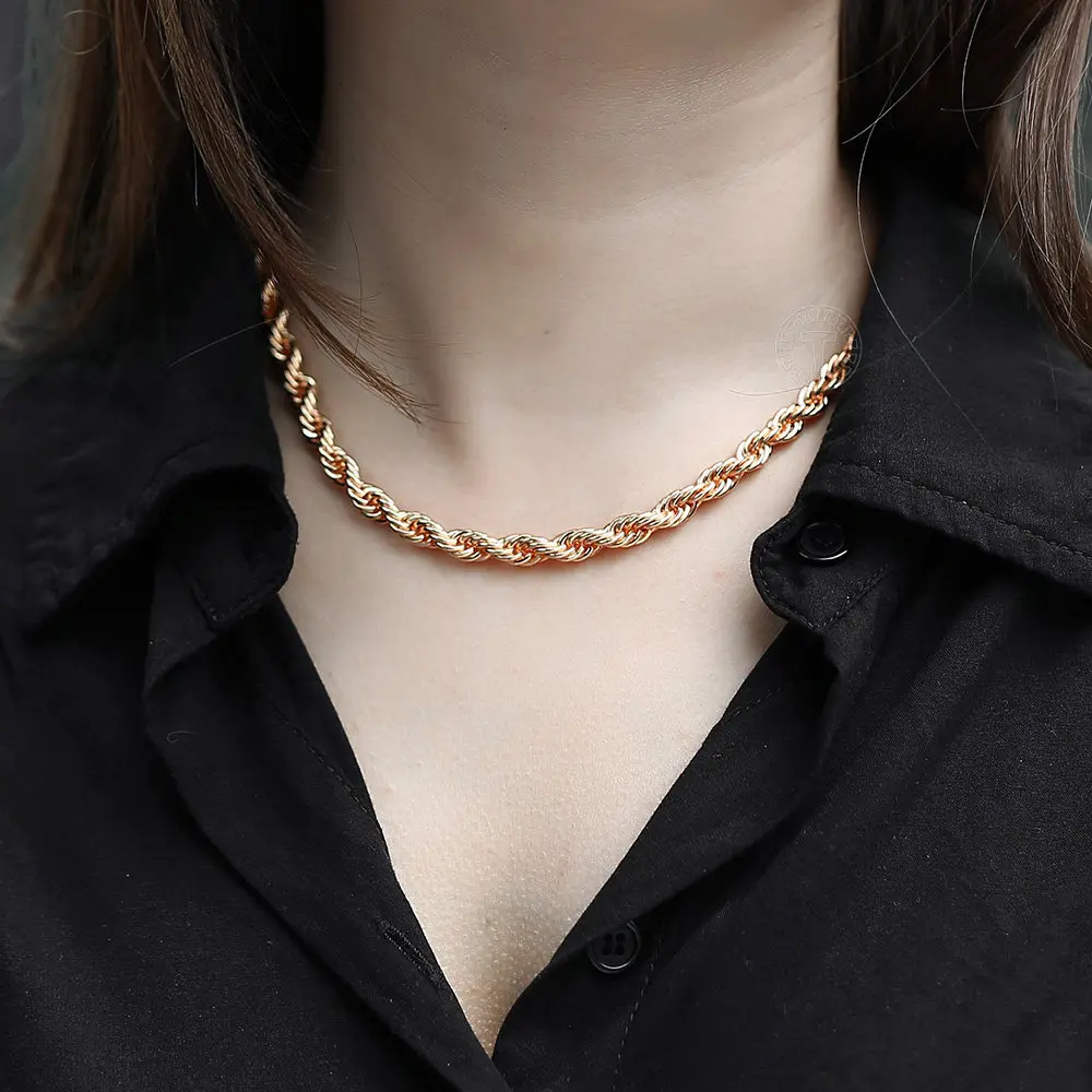 Rose Gold Necklace 585 Women Men's 50/60cm Foxtail Curb Weaving