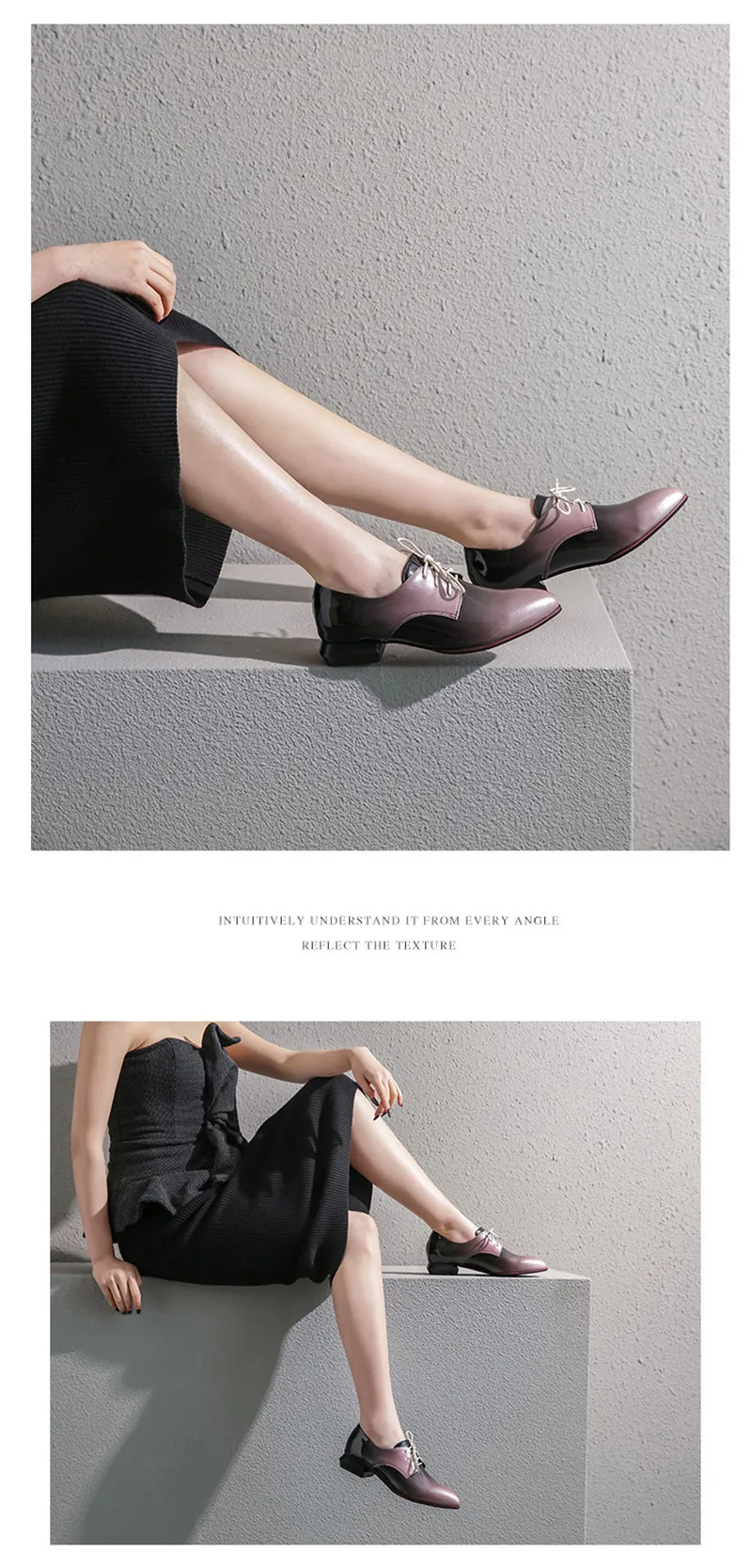 Large Size 33-50 Women Flats Sexy Gradient Patent Leather Low-Heeled Oxford Shoes For Woman 2020 Pointed Toe Lace-Up Lady Flats (27)