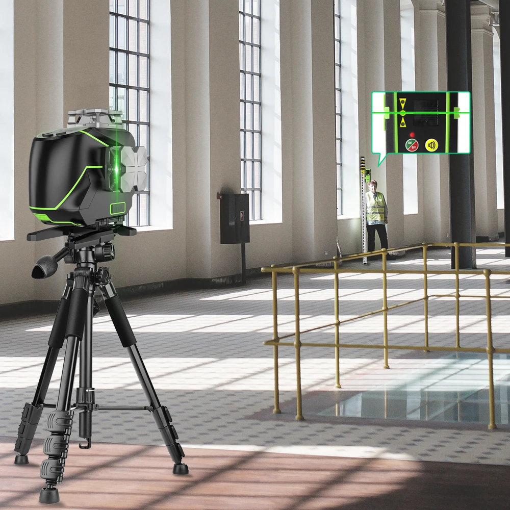 Laser Level 16 lines 4D Cross Line Bluetooth & Remote Control Green Beam