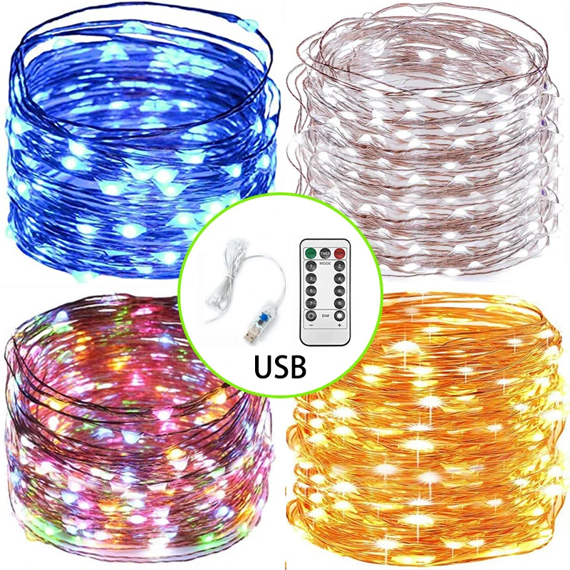 

Outdoor USB,Battery LED Remote Control Copper String Light Decorative Fairy Garland For Wedding,Christmas,Party Decoration