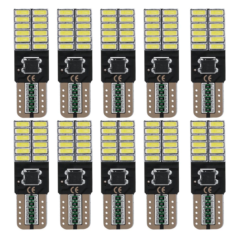 

10PCS W5W T10 LED Bulbs Canbus 4014 24SMD 12V 6000K 194 168 LED Car Interior Map Dome Lights Parking Light Auto Signal Lamp
