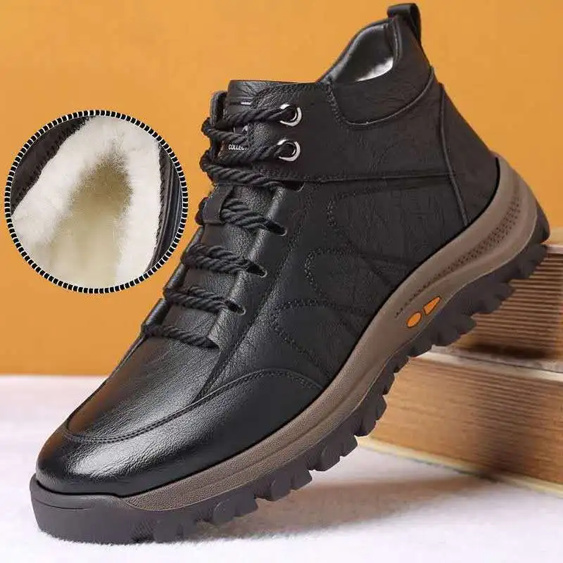 

Fashion Men's Casual Leather Shoes Outdoor Sports Hiking Trekking Shoes Business Soft Anti-slip Driving Shoes Dad Shoes 358
