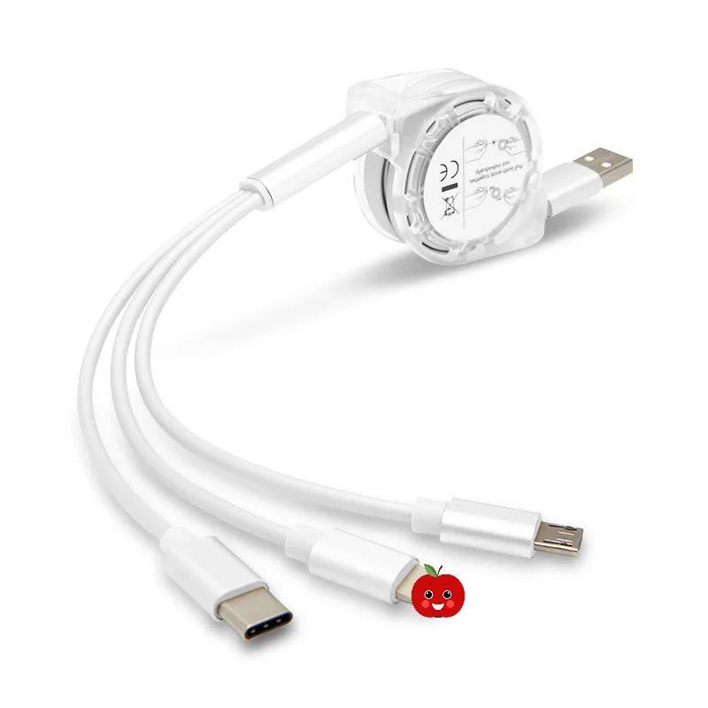 3 IN 1 USB Cable 8Pin Type C Micro USB Quick Charge Cable For iPhone X 8 7 Plus Samsung S9 S10 Xiaomi Mi6 Fast Charging Cord - Цвет: White 2