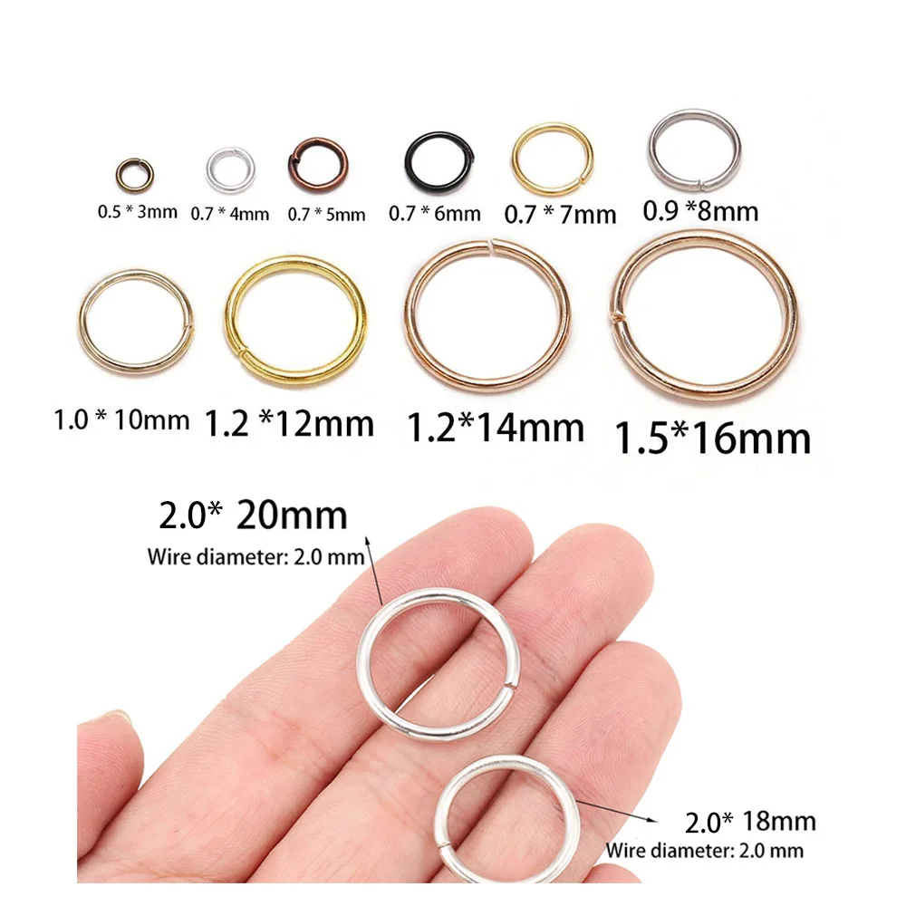 Perfeclan 1450 Pcs Iron Golden Open Jump Rings Split Ring 3mm 4mm 5mm 6mm 7mm 8mm 10mm in One Box Jewelry Making Crafts DIY Findings 