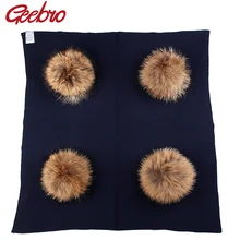 Geebro/теплое шерстяное Пеленальное Одеяло для новорожденных и детей постарше, спальное одеяло для путешествий с помпоном из натурального меха 20 см, постельные пеленки