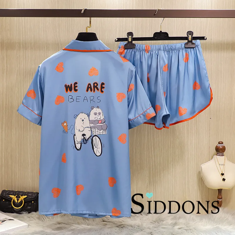 Siddons 2020 Summer New Pajamas Women's Spring Silk Thin Section Summer Loose Simulation Silk Two-piece Suit Home Service